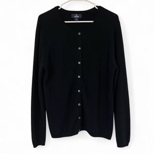 Lands' End Women's Classic Black Cardigan 100% Cashmere